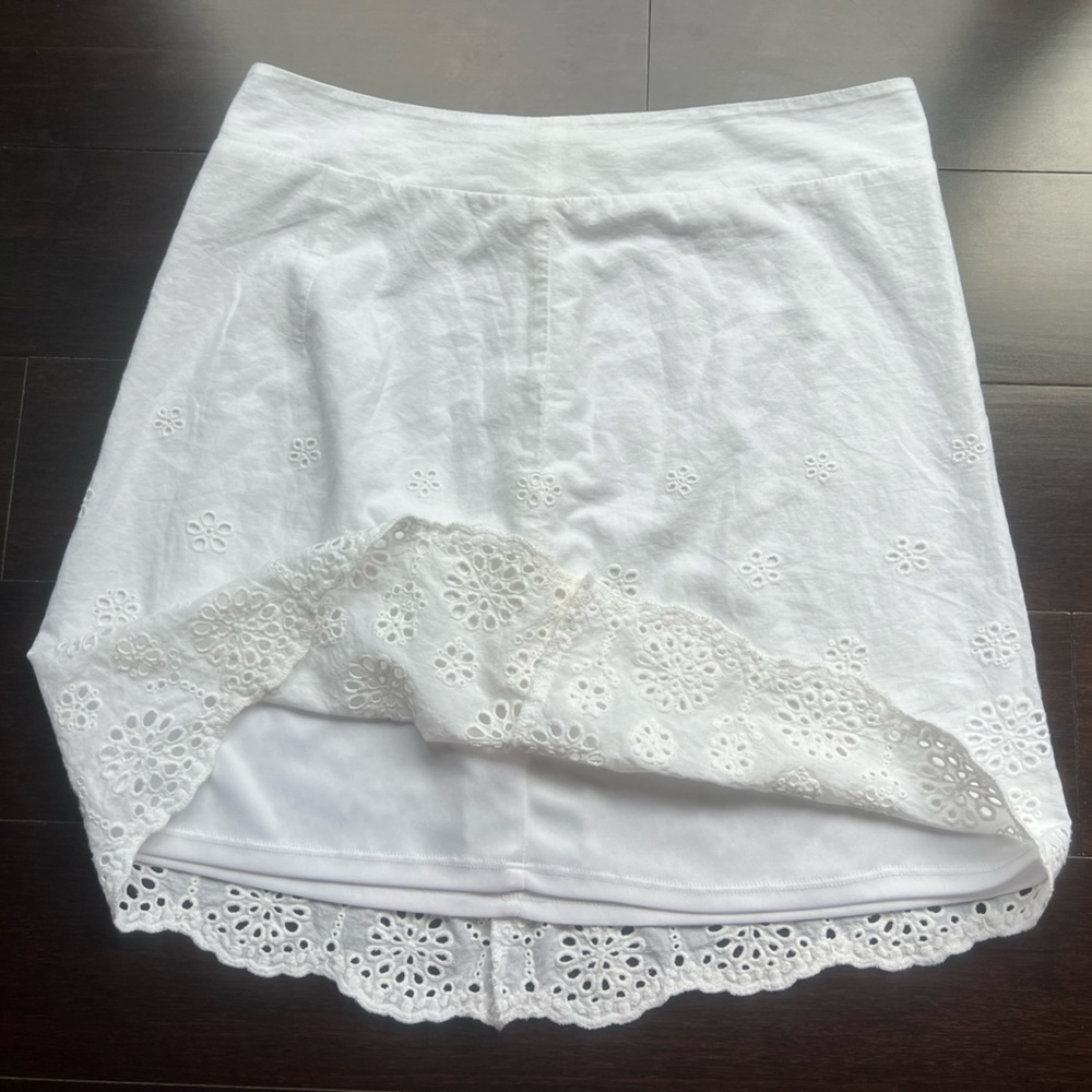 Love, Fire White Eyelet Embroidered A-Line Cotton Skirt Juniors Large - Picture 7 of 13